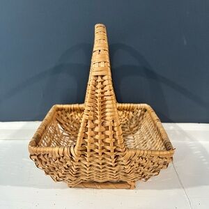 Woven Rattan Basket with Handle